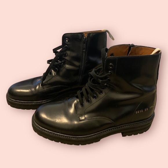 Woman by Common Projects Black Combat Boots 39 - Picture 2 of 6